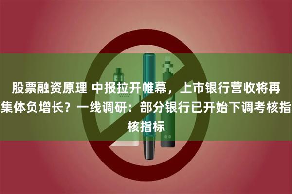 股票融资原理 中报拉开帷幕，上市银行营收将再度集体负增长？一线调研：部分银行已开始下调考核指标