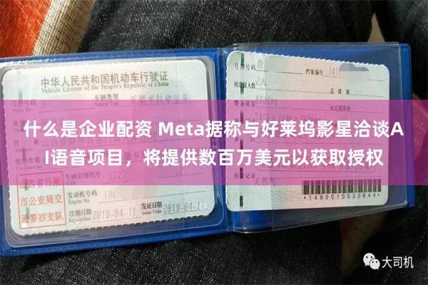 什么是企业配资 Meta据称与好莱坞影星洽谈AI语音项目，将提供数百万美元以获取授权