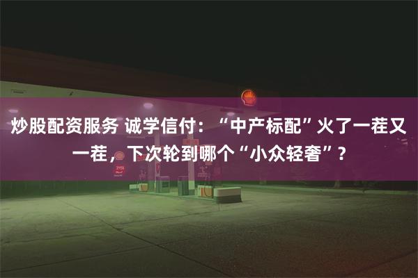 炒股配资服务 诚学信付：“中产标配”火了一茬又一茬，下次轮到哪个“小众轻奢”？