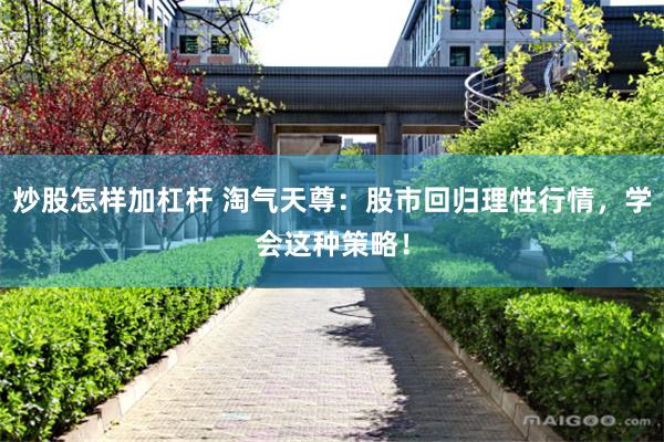 炒股怎样加杠杆 淘气天尊：股市回归理性行情，学会这种策略！