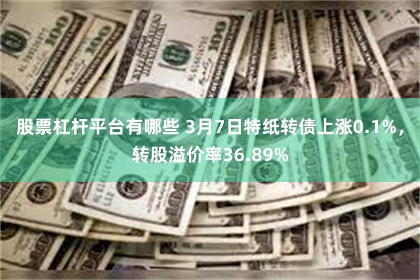 股票杠杆平台有哪些 3月7日特纸转债上涨0.1%，转股溢价率36.89%