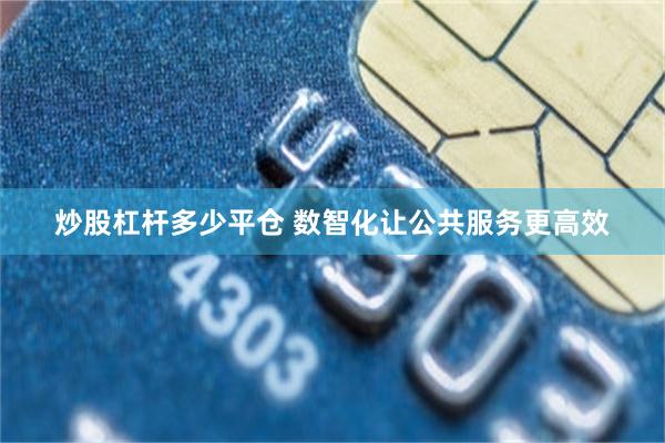 炒股杠杆多少平仓 数智化让公共服务更高效